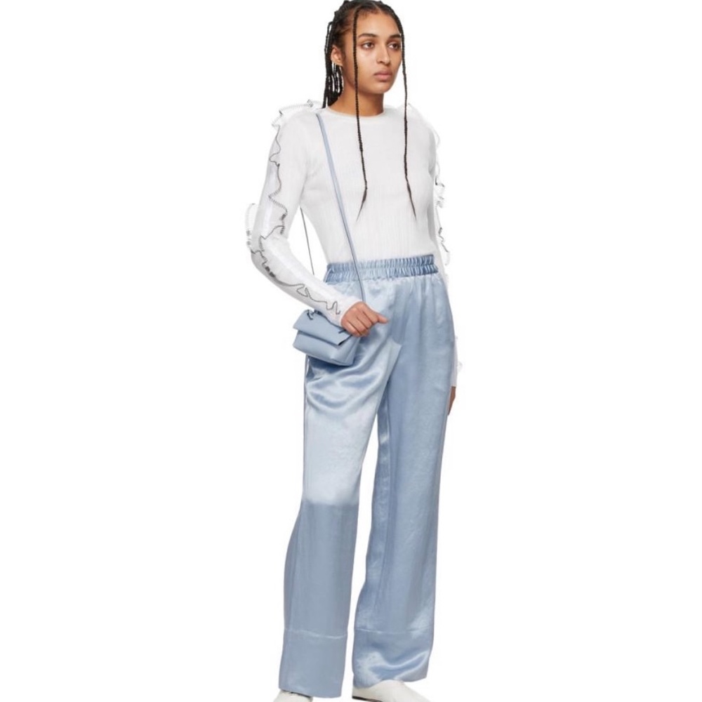 Acne Studios Fluid Powder Blue Satin Pant